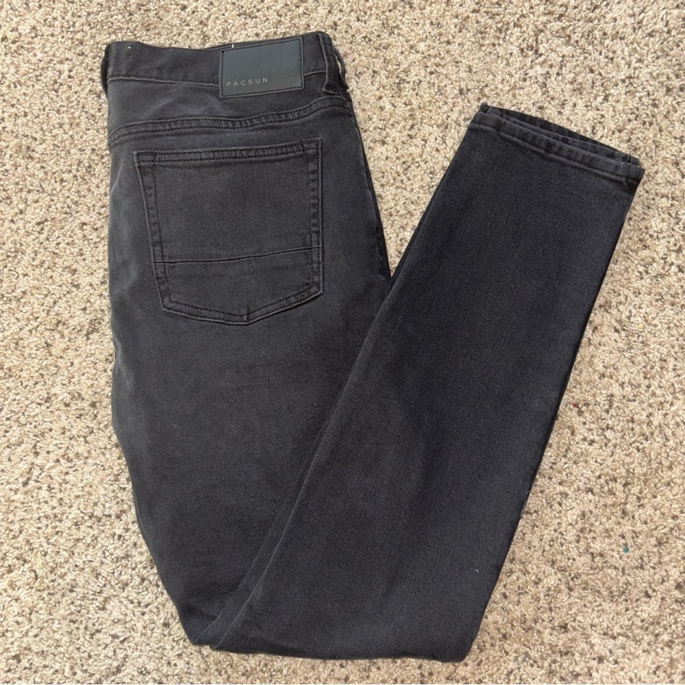 PACSUN Black Stacked Skinny Distressed Jeans Size 32 x 30